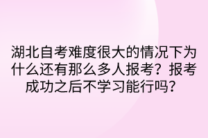湖北自考難度很大的情況下為什么還有那么多人報(bào)考？報(bào)考成功之后不學(xué)習(xí)能行嗎？
