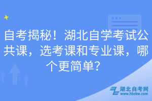 自考揭秘！湖北自學考試公共課，選考課和專業(yè)課，哪個更簡單？