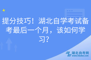 提分技巧！湖北自學考試備考最后一個月，該如何學習？