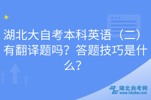 湖北大自考本科英語（二）有翻譯題嗎？答題技巧是什么？