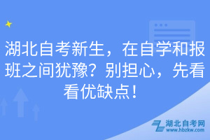 湖北自考新生，在自學和報班之間猶豫？別擔心，先看看優(yōu)缺點！