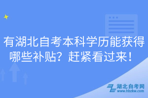 有湖北自考本科學歷能獲得哪些補貼?趕緊看過來!