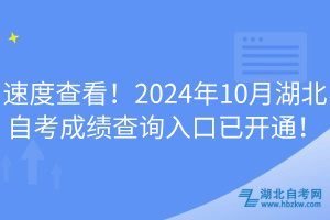 速度查看！2024年10月湖北自考成績查詢入口已開通！