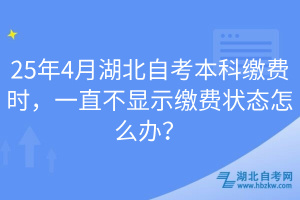 25年4月湖北自考本科繳費時，一直不顯示繳費狀態(tài)怎么辦？