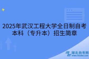 2025年武漢工程大學(xué)全日制自考本科（專升本）招生簡(jiǎn)章