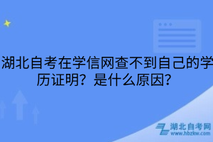 湖北自考在學(xué)信網(wǎng)查不到自己的學(xué)歷證明？是什么原因？