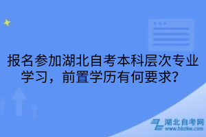 報(bào)名參加湖北自考本科層次專業(yè)學(xué)習(xí)，前置學(xué)歷有何要求？