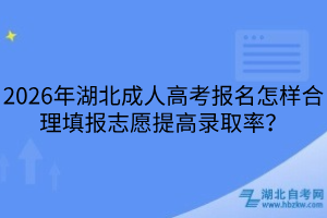 2026年湖北成人高考報(bào)名怎樣合理填報(bào)志愿提高錄取率？