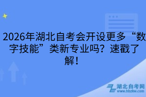 2026年湖北自考會開設更多“數(shù)字技能”類新專業(yè)嗎？速戳了解！