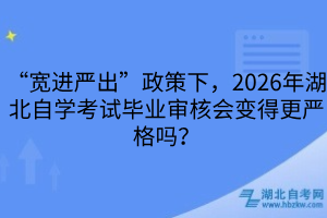 “寬進嚴出”政策下，2026年湖北自學考試畢業(yè)審核會變得更嚴格嗎？