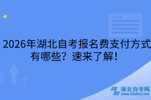 2026年湖北自考報名費支付方式有哪些？速來了解！