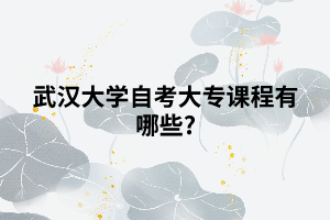 武漢大學自考大專課程有哪些?