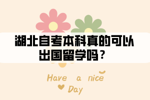 湖北自考本科真的可以出國(guó)留學(xué)嗎？