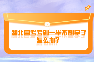 湖北自考考到一半不想學(xué)了怎么辦？