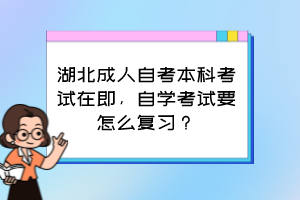 湖北成人自考本科考試在即，自學(xué)考試要怎么復(fù)習(xí)？