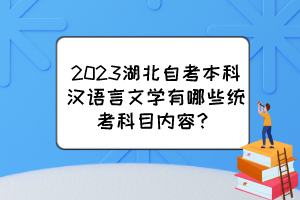 2023湖北自考本科漢語言文學有哪些統(tǒng)考科目內(nèi)容？