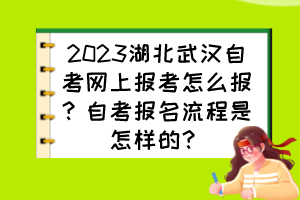 2023湖北武漢自考網(wǎng)上報考怎么報？自考報名流程是怎樣的？