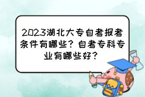 2023湖北大專自考報考條件有哪些？自考專科專業(yè)有哪些好？