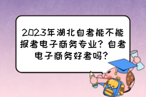 2023年湖北自考能不能報(bào)考電子商務(wù)專業(yè)?自考電子商務(wù)好考嗎? 2023年湖北自考能不能報(bào)考電子商務(wù)專業(yè)?自考電子商務(wù)好考嗎?
