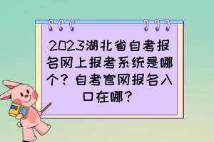 2023湖北省自考報(bào)名網(wǎng)上報(bào)考系統(tǒng)是哪個(gè)？自考官網(wǎng)報(bào)名入口在哪？