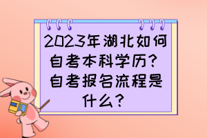 2023年湖北如何自考本科學(xué)歷？自考報(bào)名流程是什么？