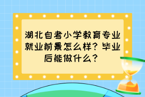 湖北自考小學(xué)教育專業(yè)就業(yè)前景怎么樣？畢業(yè)后能做什么？