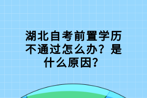 湖北自考前置學歷不通過怎么辦？是什么原因？