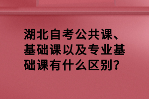 湖北自考公共課、基礎(chǔ)課以及專業(yè)基礎(chǔ)課有什么區(qū)別？