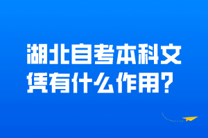 湖北自考本科文憑有什么作用？