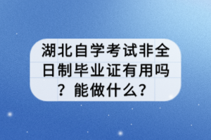 湖北自學(xué)考試非全日制畢業(yè)證有用嗎？能做什么？