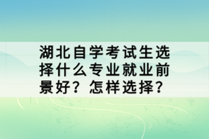 湖北自學(xué)考試生選擇什么專業(yè)就業(yè)前景好？怎樣選擇？