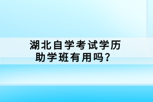 湖北自學考試學歷助學班有用嗎？