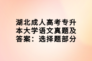 湖北成人高考專升本大學(xué)語(yǔ)文真題及答案:選擇題部分