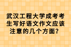 武漢工程大學(xué)成考考生寫好語文作文應(yīng)該注意的幾個(gè)方面？