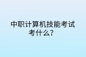 中職計算機技能考試考什么? 中職計算機技能考試考什么?