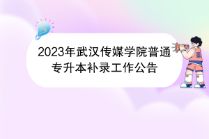 2023年武漢傳媒學(xué)院普通專升本補(bǔ)錄工作公告