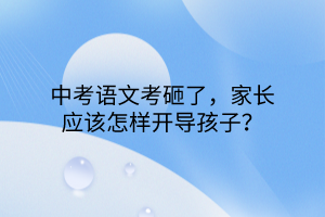 中考語文考砸了,家長應(yīng)該怎樣開導(dǎo)孩子? 中考語文考砸了,家長應(yīng)該怎樣開導(dǎo)孩子?