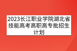2023長(zhǎng)江職業(yè)學(xué)院湖北省技能高考高職高專批招生計(jì)劃 2023長(zhǎng)江職業(yè)學(xué)院湖北省技能高考高職高專批招生計(jì)劃