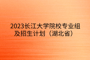 2023長江大學院校專業(yè)組及招生計劃(湖北省) 2023長江大學院校專業(yè)組及招生計劃(湖北省)