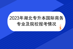 2023年湖北專升本國際商務(wù)專業(yè)及院校報考情況 2023年湖北專升本國際商務(wù)專業(yè)及院校報考情況