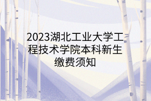 2023湖北工業(yè)大學工程技術學院本科新生繳費須知 2023湖北工業(yè)大學工程技術學院本科新生繳費須知