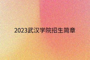 2023武漢學(xué)院招生簡章 2023武漢學(xué)院招生簡章