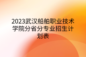 2023武漢船舶職業(yè)技術(shù)學(xué)院分省分專業(yè)招生計(jì)劃表 2023武漢船舶職業(yè)技術(shù)學(xué)院分省分專業(yè)招生計(jì)劃表