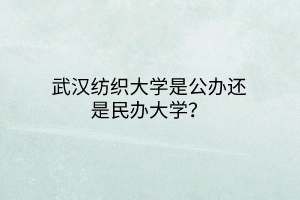 武漢紡織大學(xué)是公辦還是民辦大學(xué)? 武漢紡織大學(xué)是公辦還是民辦大學(xué)?