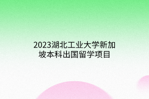 2023湖北工業(yè)大學(xué)新加坡本科出國(guó)留學(xué)項(xiàng)目 2023湖北工業(yè)大學(xué)新加坡本科出國(guó)留學(xué)項(xiàng)目