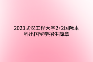 2023武漢工程大學(xué)2+2國(guó)際本科出國(guó)留學(xué)招生簡(jiǎn)章 2023武漢工程大學(xué)2+2國(guó)際本科出國(guó)留學(xué)招生簡(jiǎn)章