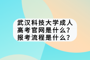 武漢科技大學(xué)成人高考官網(wǎng)是什么？報(bào)考流程是什么？