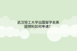 武漢輕工大學出國留學去英國預科如何申請？