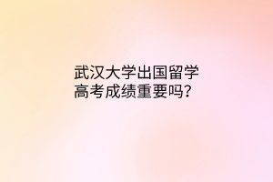 武漢大學出國留學高考成績重要嗎? 武漢大學出國留學高考成績重要嗎?