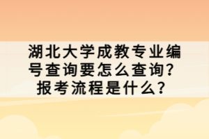 湖北大學(xué)成教專業(yè)編號(hào)查詢要怎么查詢？報(bào)考流程是什么？